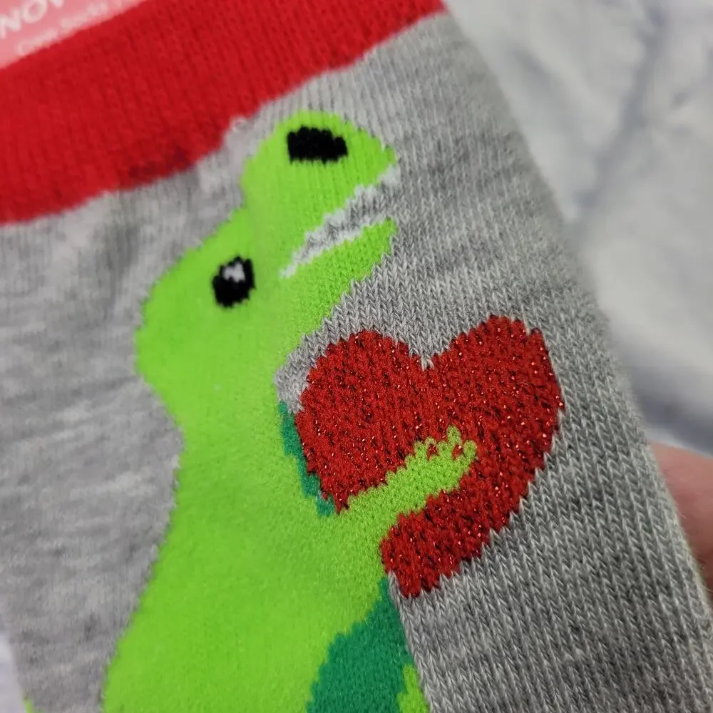 NWT Valentine T-Rex Heart You Are Dino-Mite Novelty Crew Socks size 4-10